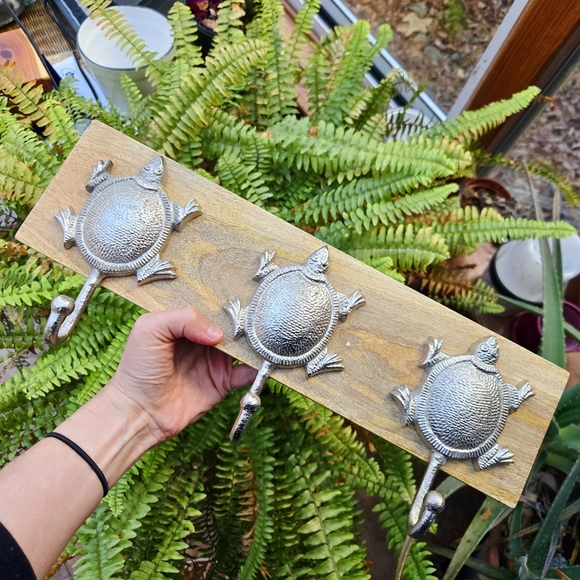 Other - Wooden Silver Turtle Tortoise Coat Hanger Rack